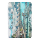Waterverf Frans-Polynesië Bora Bora Serenity | Badmat (Voorkant Verticaal)