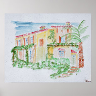 Waterverf Frans startpunt   Zuid-Frankrijk Poster