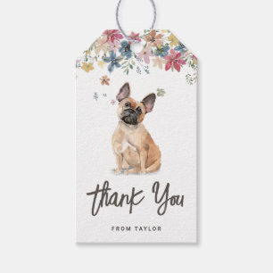 Waterverf Franse Bulldog Dog Verjaardag Dank u Cadeaulabel