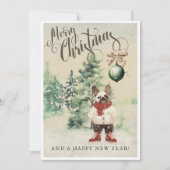 Waterverf Franse Bulldog Feestdagenkaart (Voorkant)