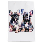 Waterverf Franse Bulldog leuke puppies Medium Cadeauzakje (Voorkant)