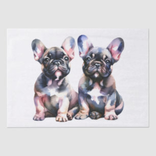 Waterverf Franse Bulldog leuke puppies Tissuepapier