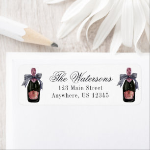 Waterverf Franse Champagne met een gestreepte stri Etiket