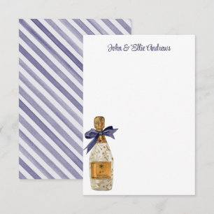 Waterverf Franse champagne met een marinestoot Bedankkaart