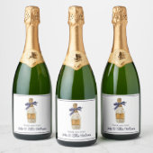 Waterverf Franse champagne met een marinestoot Sparkling Wijnetiket (Flessen)