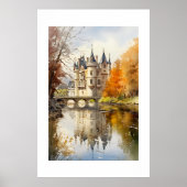 Waterverf Franse Kasteel Poster (Voorkant)