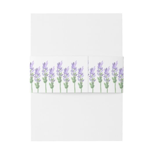 Waterverf Franse Lavendel op Wit Uitnodigingen Wikkel (Achterkant Voorbeeld)