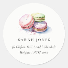 Waterverf Franse Macarons Bakkerij Adres Ronde Sticker