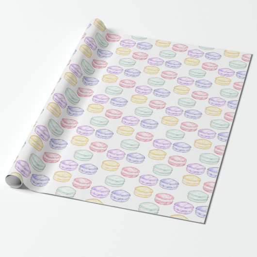 Waterverf Franse Macarons Cadeaupapier (Uitgerold)
