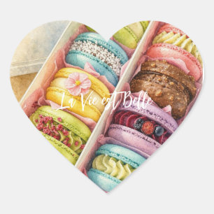 Waterverf Franse Macarons Doos tas Hart Sticker