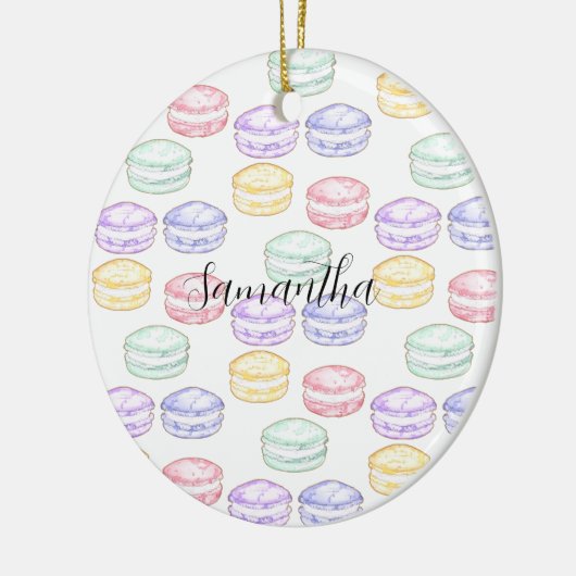 Waterverf Franse Macarons Keramisch Ornament (Links)