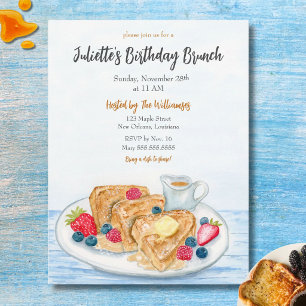 Waterverf Franse Toast Verjaardags Brunch Uitnodig Briefkaart
