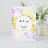 Waterverf Freesia Flowers Weddenschap Bedankt (Staand voorkant)