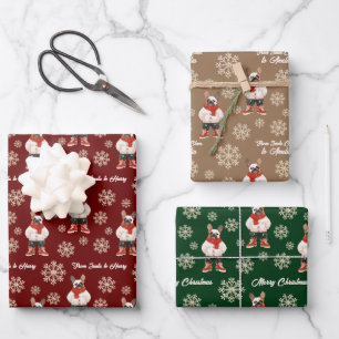 Waterverf Frenchie Snowflake Custom Christmas Inpakpapier Vel