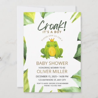 Waterverf Frog Baby shower Uitnodiging