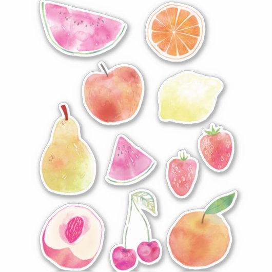 Waterverf Fruit Delicious Sticker (Voorkant)