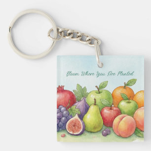 Waterverf Fruit Overvloed, Tu Bishvat Achtergrond Sleutelhanger