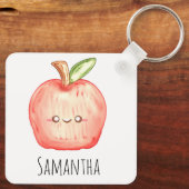 Waterverf fruitappel sleutelhanger (Achterkant)