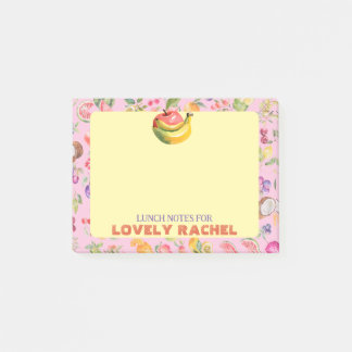 Waterverf Fruitpatroon Aangepaste Roze Lunchbox Post-it® Notes
