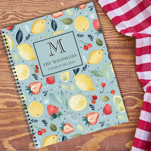 Waterverf Fruitpatroon Familie Monogram Recepten Notitieboek