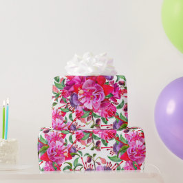 Waterverf Fuchsia bloeit Cadeaupapier