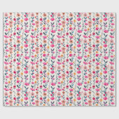 Waterverf fuchsia bloemmotief cadeaupapier (Vlak)