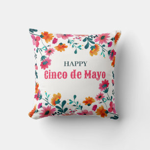 Waterverf Fuchsia Floral Cinco de Mayo Kussen