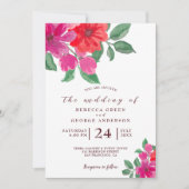 Waterverf Fuchsia Floral Weddenschap Kaart (Voorkant)
