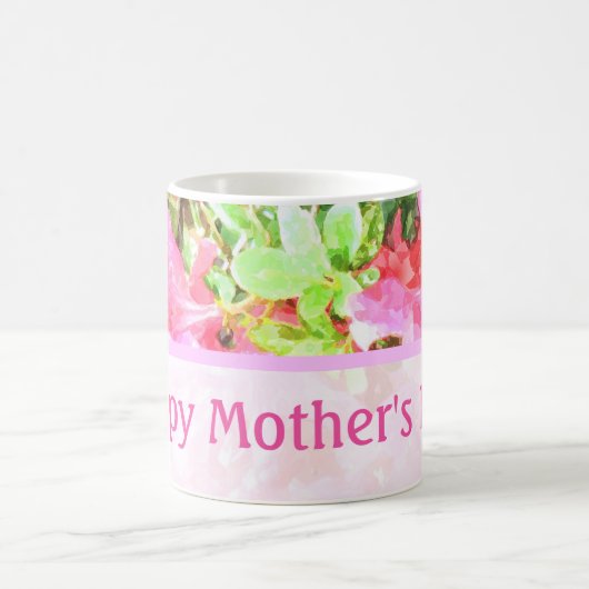 Waterverf Fuchsia Hydrangeas Message Coffee Mok (Center)