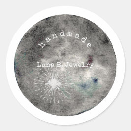 Waterverf Full Moon Grey Ronde Sticker