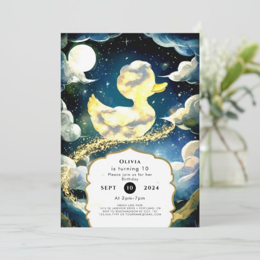 Waterverf Fun Duckling Verjaardag Kaart (Staand voorkant)