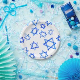 Waterverf Fun Messy Cool Blue Star of David Papieren Bordje