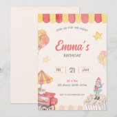 Waterverf Fun Park Theme Birthday Kaart (Voorkant / Achterkant)