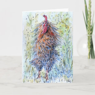 Waterverf Fun Rooster Wenskaart Kaart