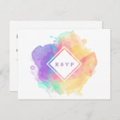 Waterverf Fun RSPV Aankondigingskaart (Voorkant / Achterkant)