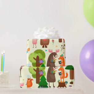 Waterverf Fun Woodland Animal Cartoons Cadeaupapier