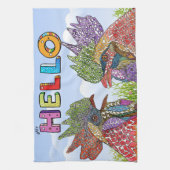 Waterverf Funny Boerderij Hallo Chicken Theedoek (Verticaal)