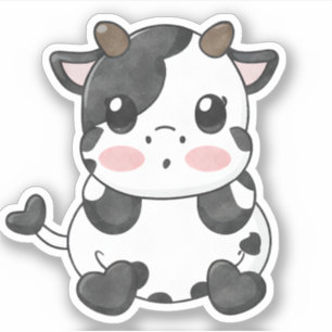 Waterverf Funny Chibi Cute Baby Koe Sticker