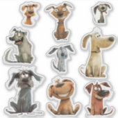 Waterverf Funny Crazy Dogs Bedankt Stickers (Voorkant)