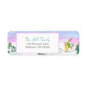 Waterverf Funny Labrador en Gnoom Xmas Etiket (Voorkant)