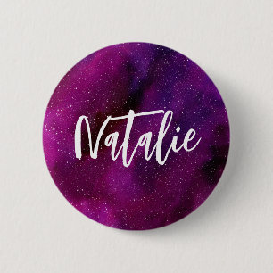 Waterverf Galaxies paarse roze Custom Ronde Button 5,7 Cm