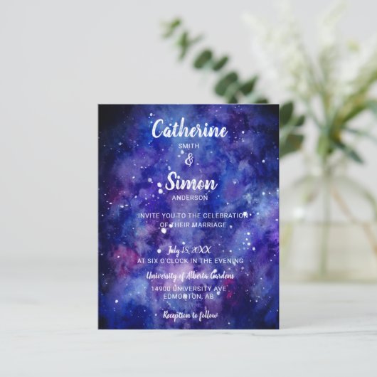 Waterverf Galaxy Sterrennacht Script Chic budget (Staand voorkant)