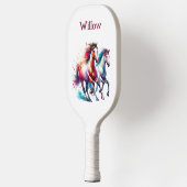 Waterverf galopperende paarden Modern Monogram Pickleball Paddle (Links)