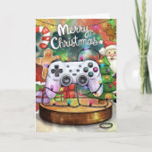 Waterverf Gamer Christmas Kaart (Voorkant)
