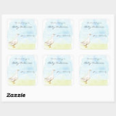 Waterverf Gans baby shower Bookplate Vierkante Sticker (Vel)