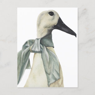 Waterverf Gans in Sjaal Briefkaart