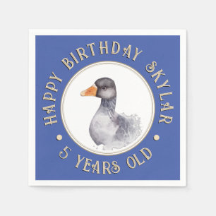 Waterverf Gans Verjaardag Custom Children's Blue Servet