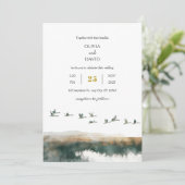 Waterverf Ganzen Kust Twilight Beach bruiloft Kaart (Staand voorkant)