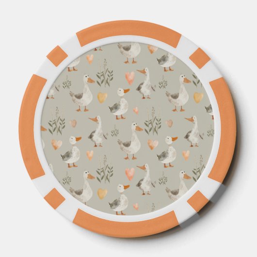 Waterverf Ganzen Pattern Baby shower Poker Chips (Achterkant)