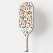  Waterverf Garden Flowers Aangepaste tekst Pickleball Paddle (Links)